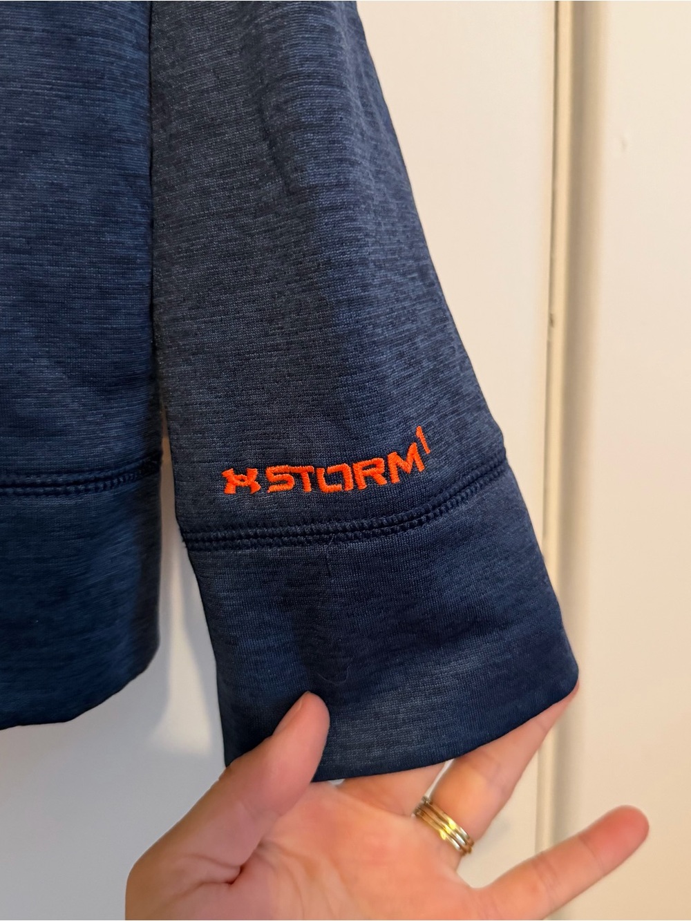 Under Armour Storm ColdGear Hoodie Men’s 2XL Navy Orange Loose Fit Pullover - Picture 5 of 6